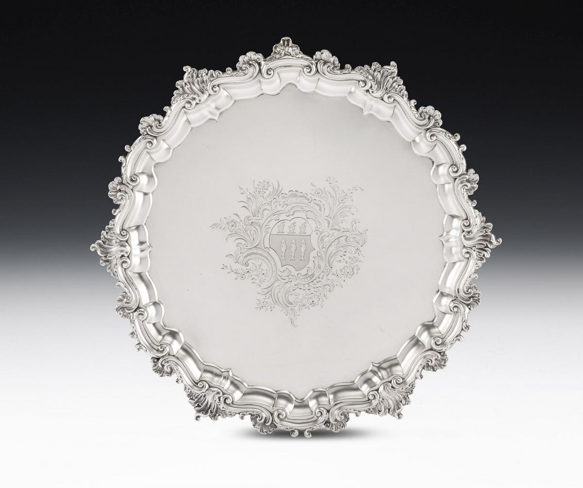 A very fine George II Rococo dRINKS Salver made in London in 1746 by John Swift