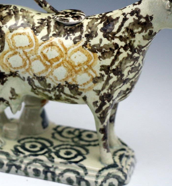 English pottery figure of a cow creamer made in circa 1810 period