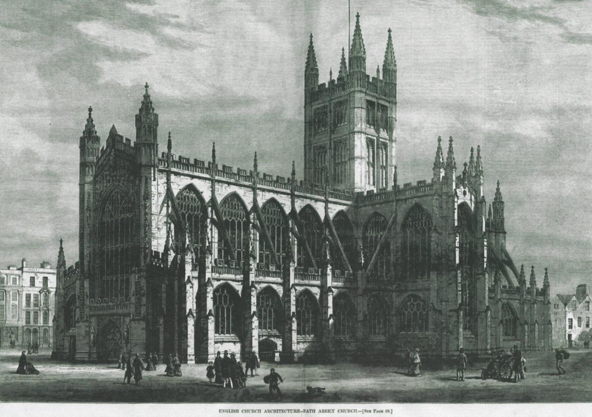 BATH ABBEY CHURCH.  An extremely rare Castle top Vinaigrette made in Birmingham in 1843 by nathaniel mills