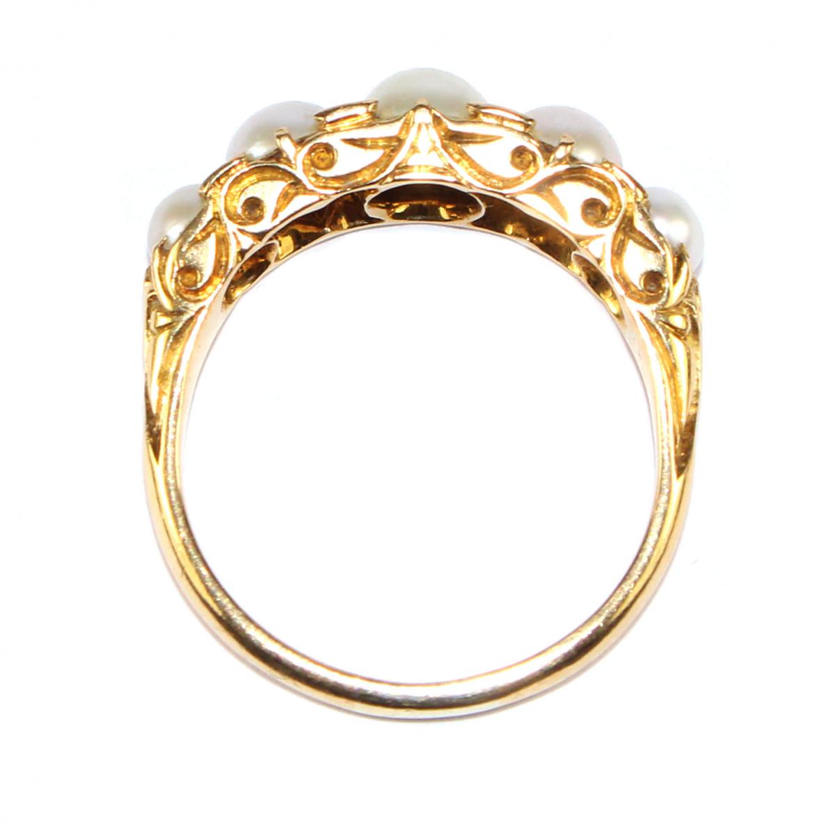 Edwardian Pearl 5 Stone Ring c.1910