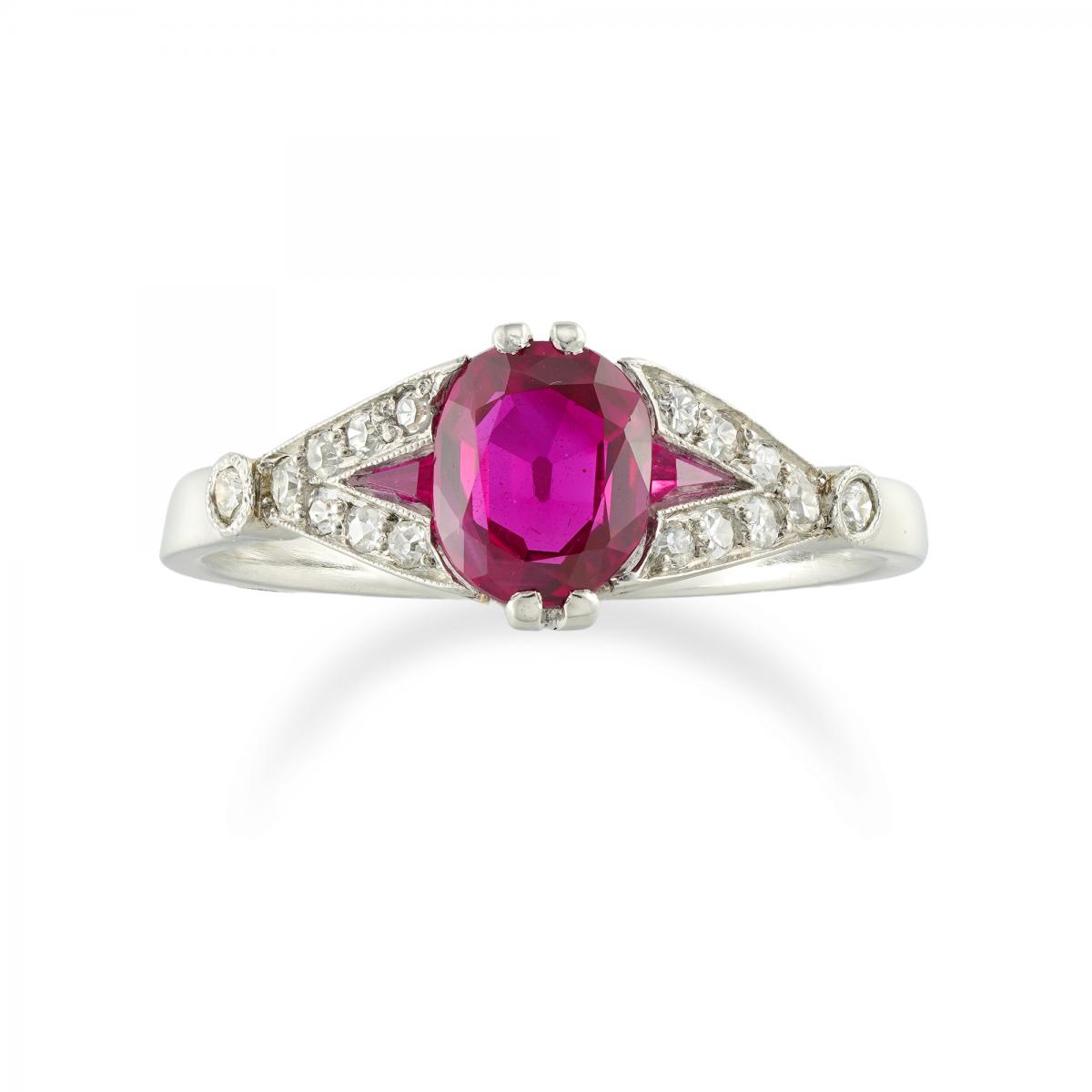 A French Art Deco Ruby and Diamond Ring, Circa 1920