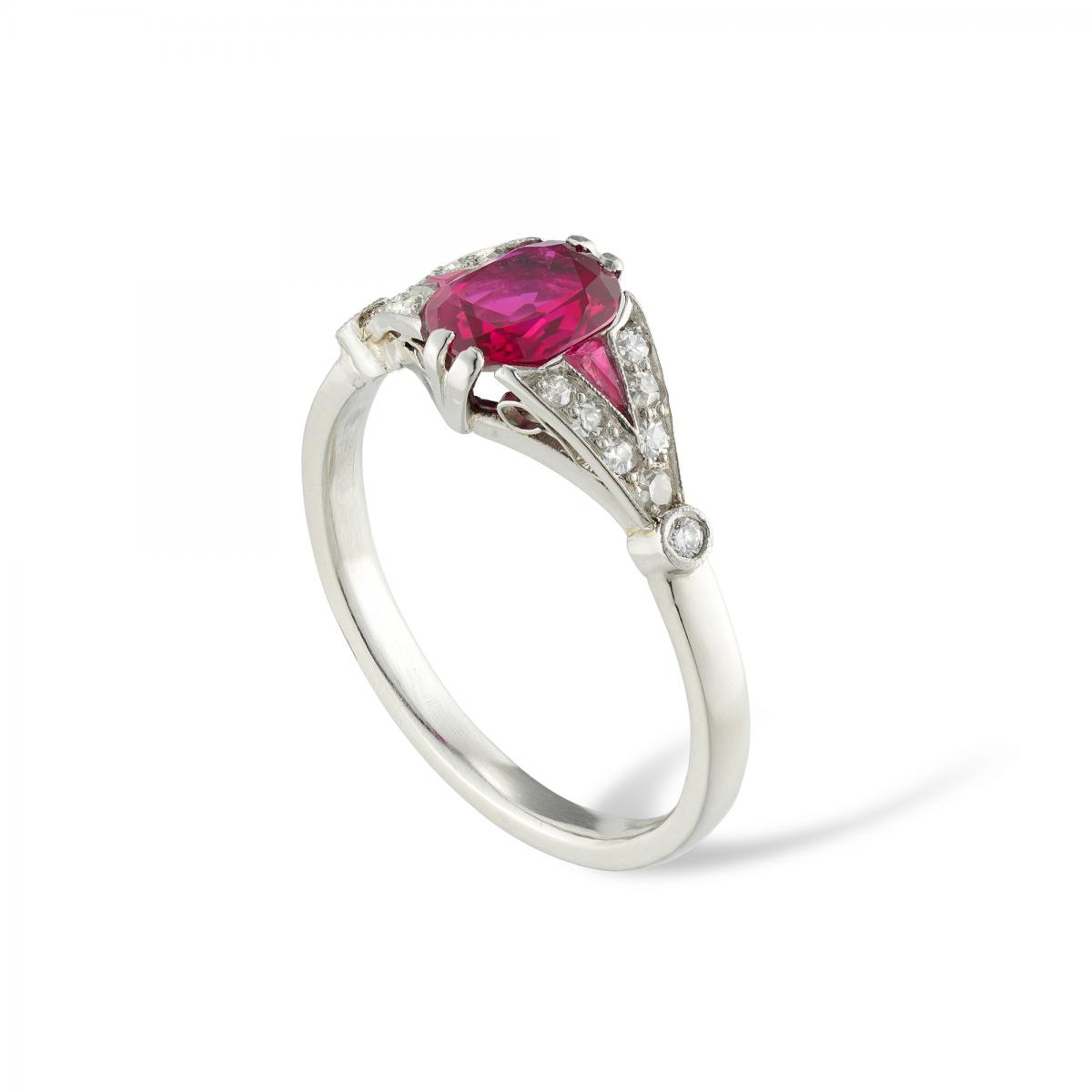 A French Art Deco Ruby and Diamond Ring, Circa 1920