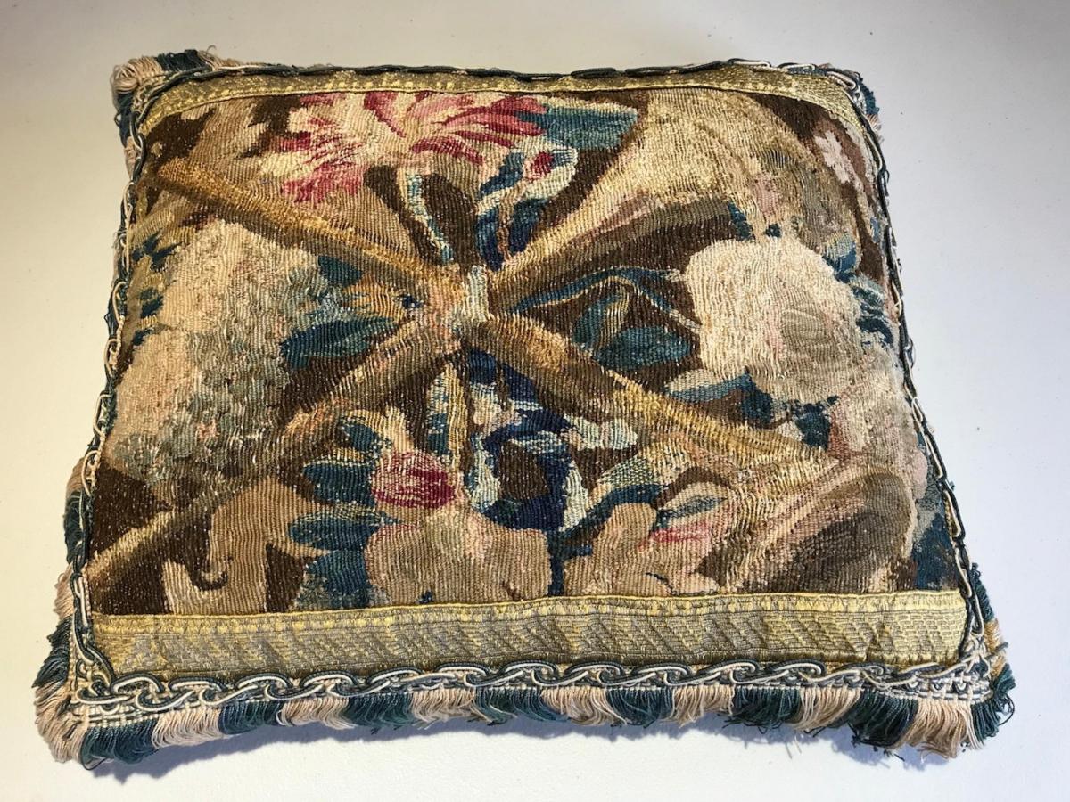 Pair of Brussels Tapestry Covered Cushions | BADA