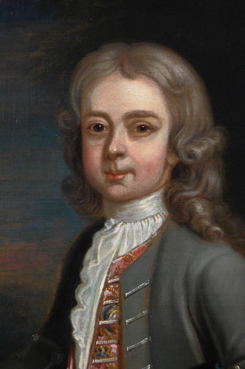 Portrait oil painting of a boy, C1715, circle of Robert Byng