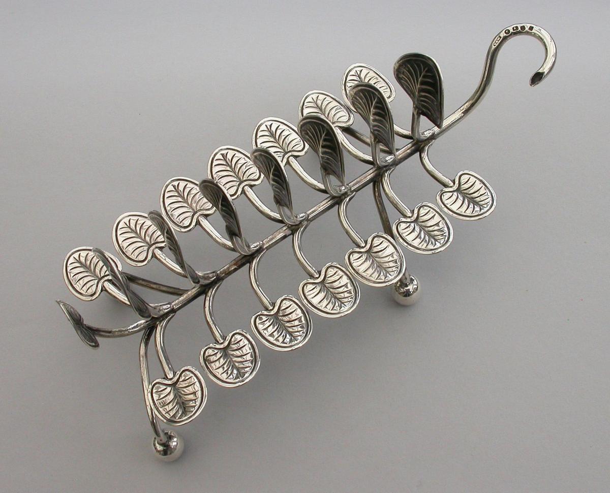 Victorian Naturalistic Silver Toast Rack - Lily Pads