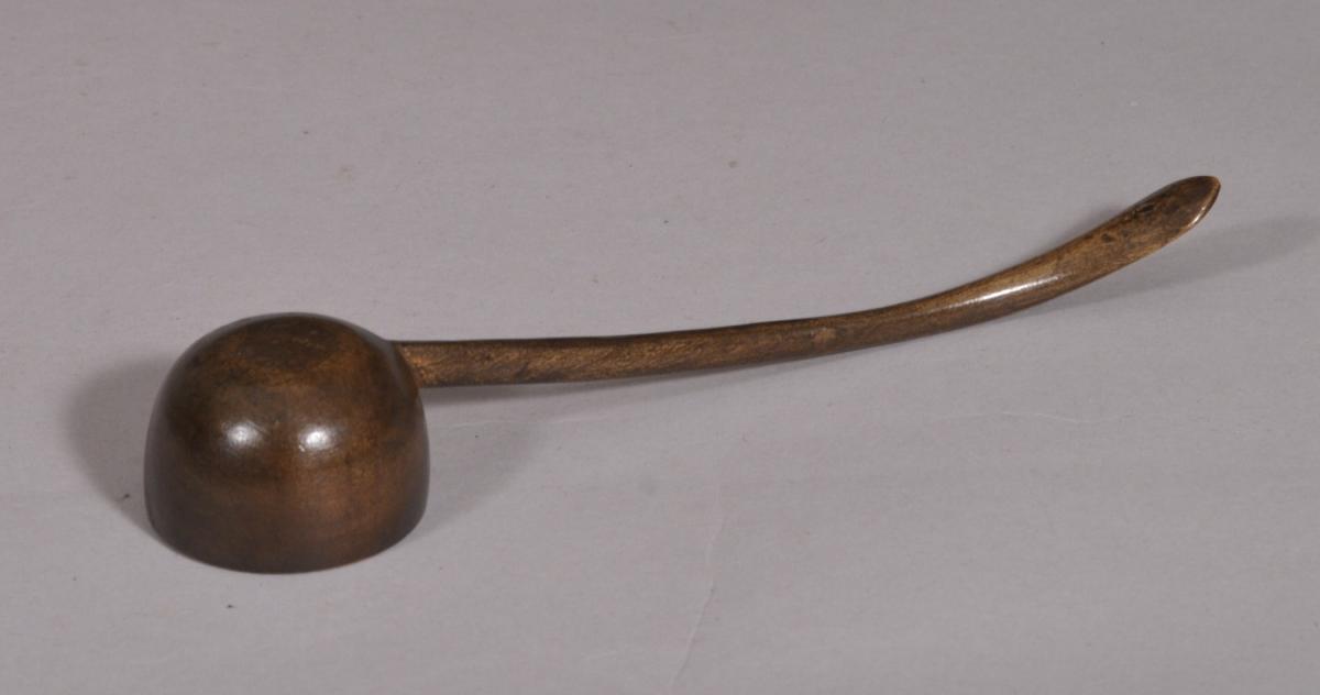 S/4510 Antique Treen 19th Century Fruitwood Toddy Ladle