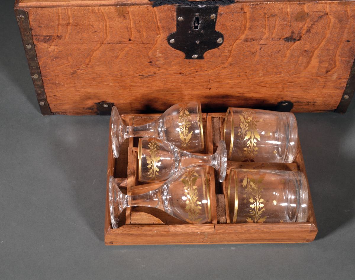Collection of Glass Bottles & Glasses in Carrying Case,  The Real Fábrica de Cristales de La Granja