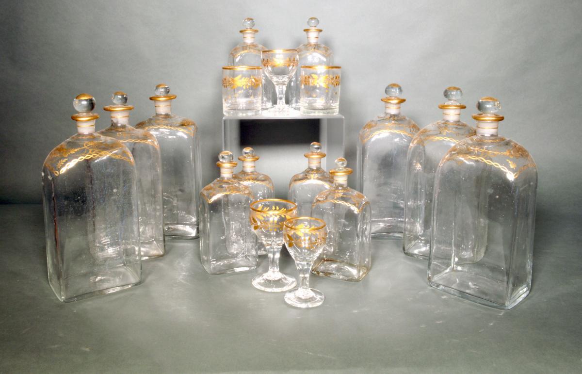 Collection of Glass Bottles & Glasses in Carrying Case,  The Real Fábrica de Cristales de La Granja