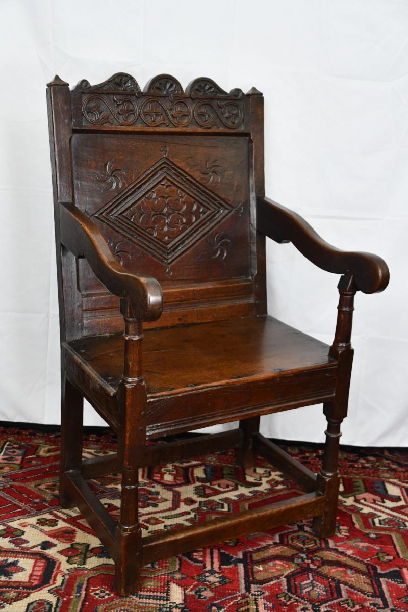 English Oak Wainscot Chair, circa 1680