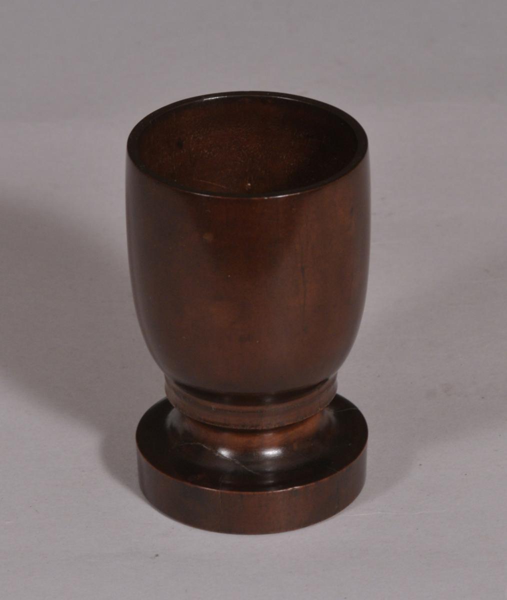 S/4515 Antique Treen Early 19th Century Cherry Wood Goblet Shaped Container
