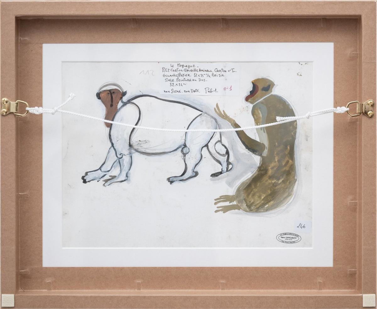 Standing macaque gouache by Henri Samouilov