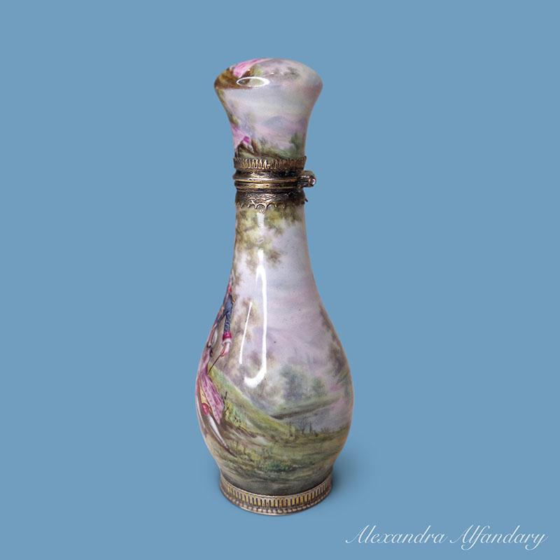 French Enamel and Silver Scent Bottle, circa 1900