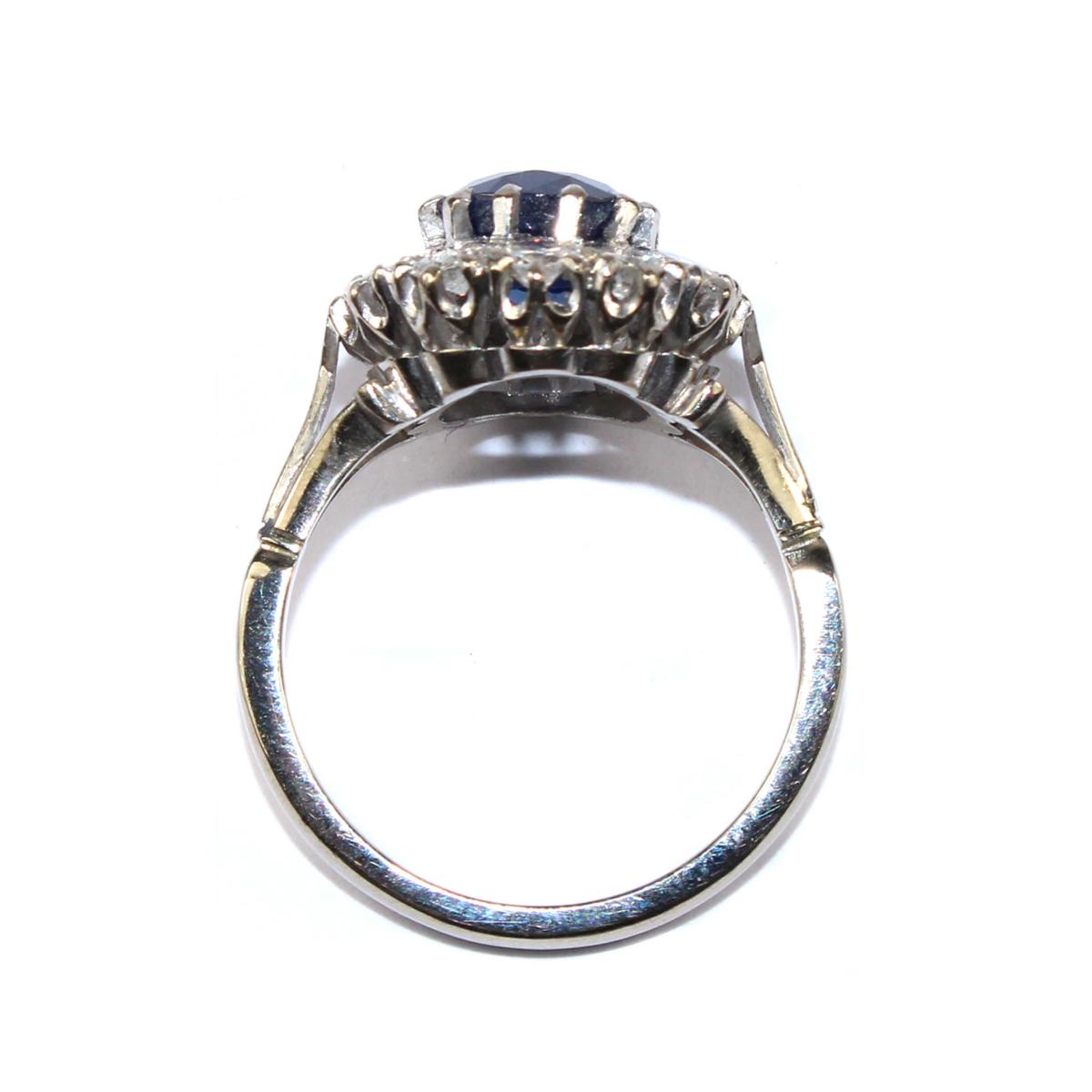 Sapphire & Diamond Cluster Ring c.1950 | BADA