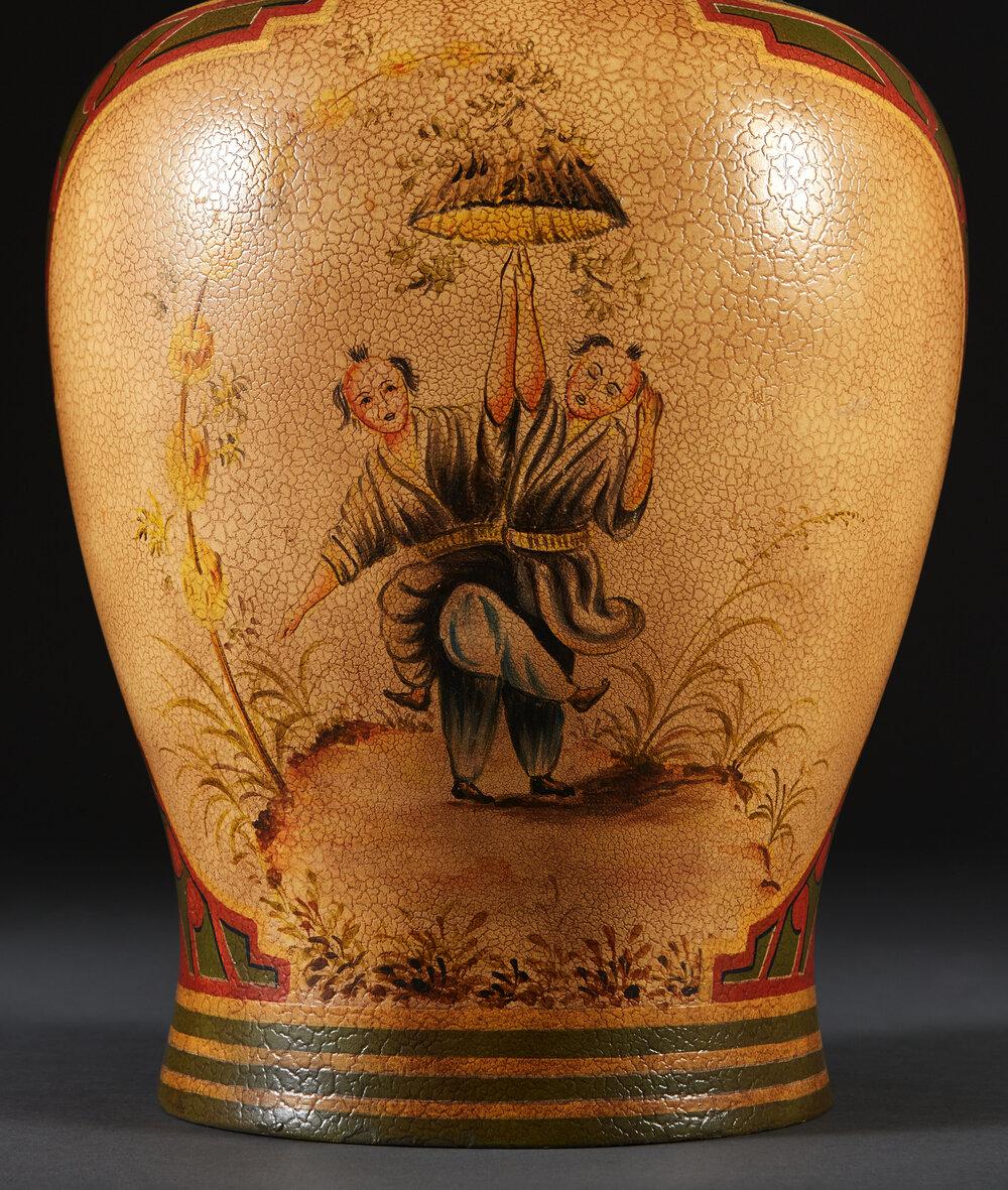 A Large Lacquer Chinoiserie Vase as a Lamp