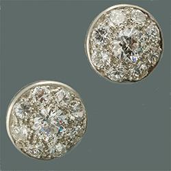 Diamond platinum cluster stud earrings
