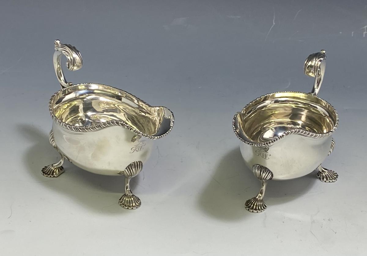 Pair of sterling silver sauce boats Charles Stuart Harris