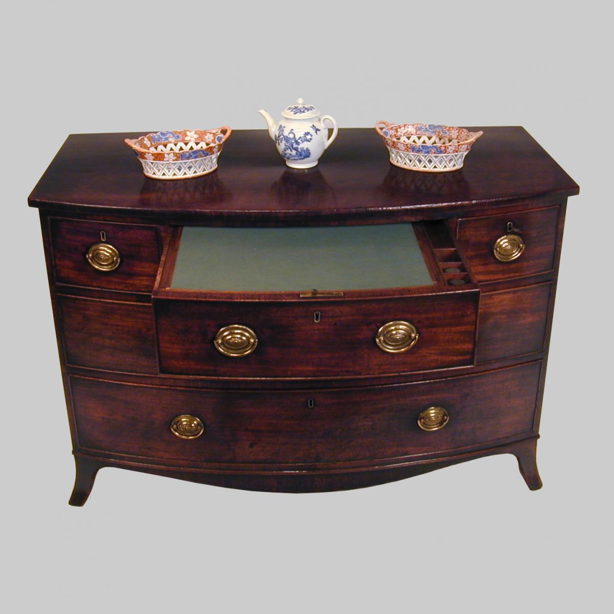 Georgian mahogany bowfront commode chest