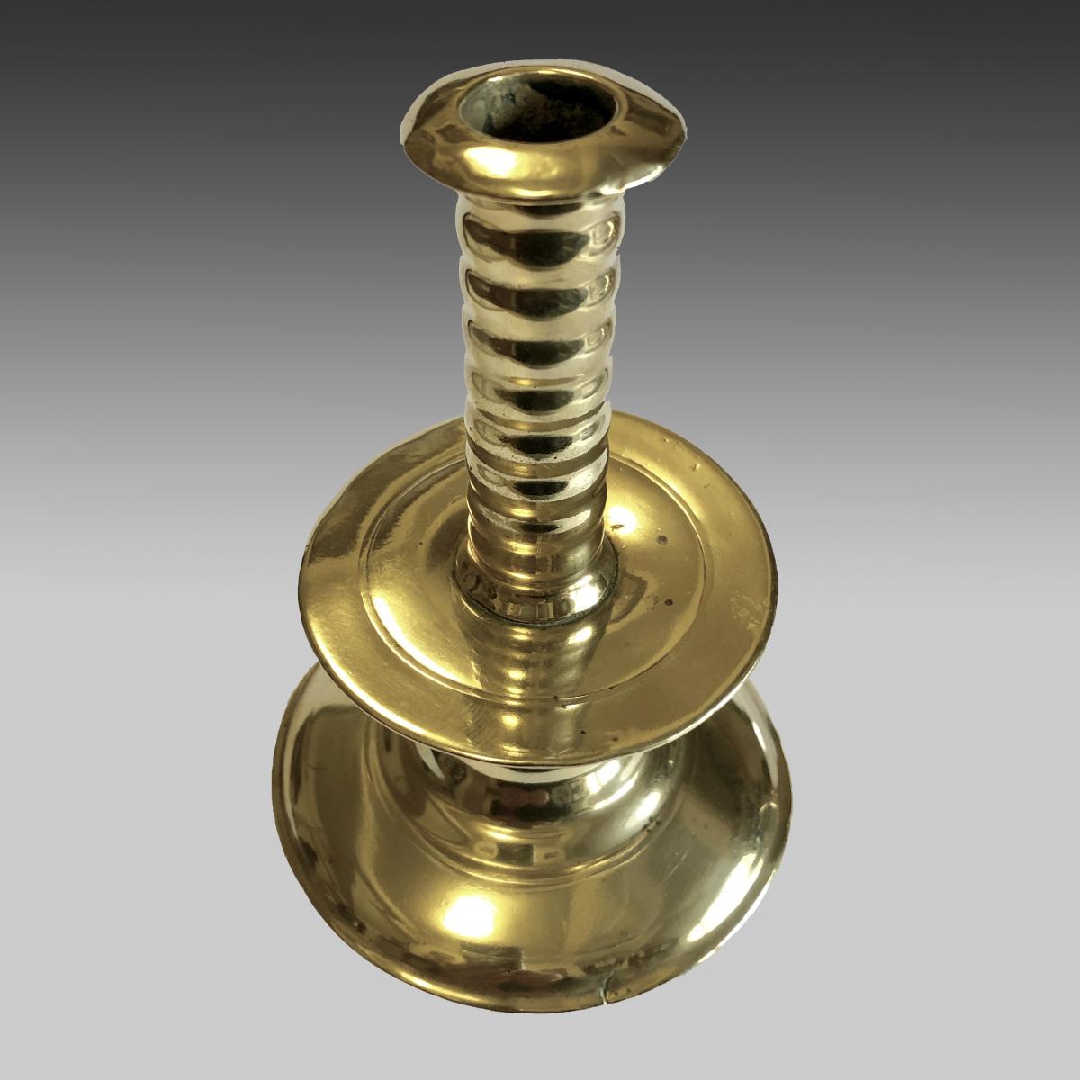 Small, Charles II trumpet based candlestick