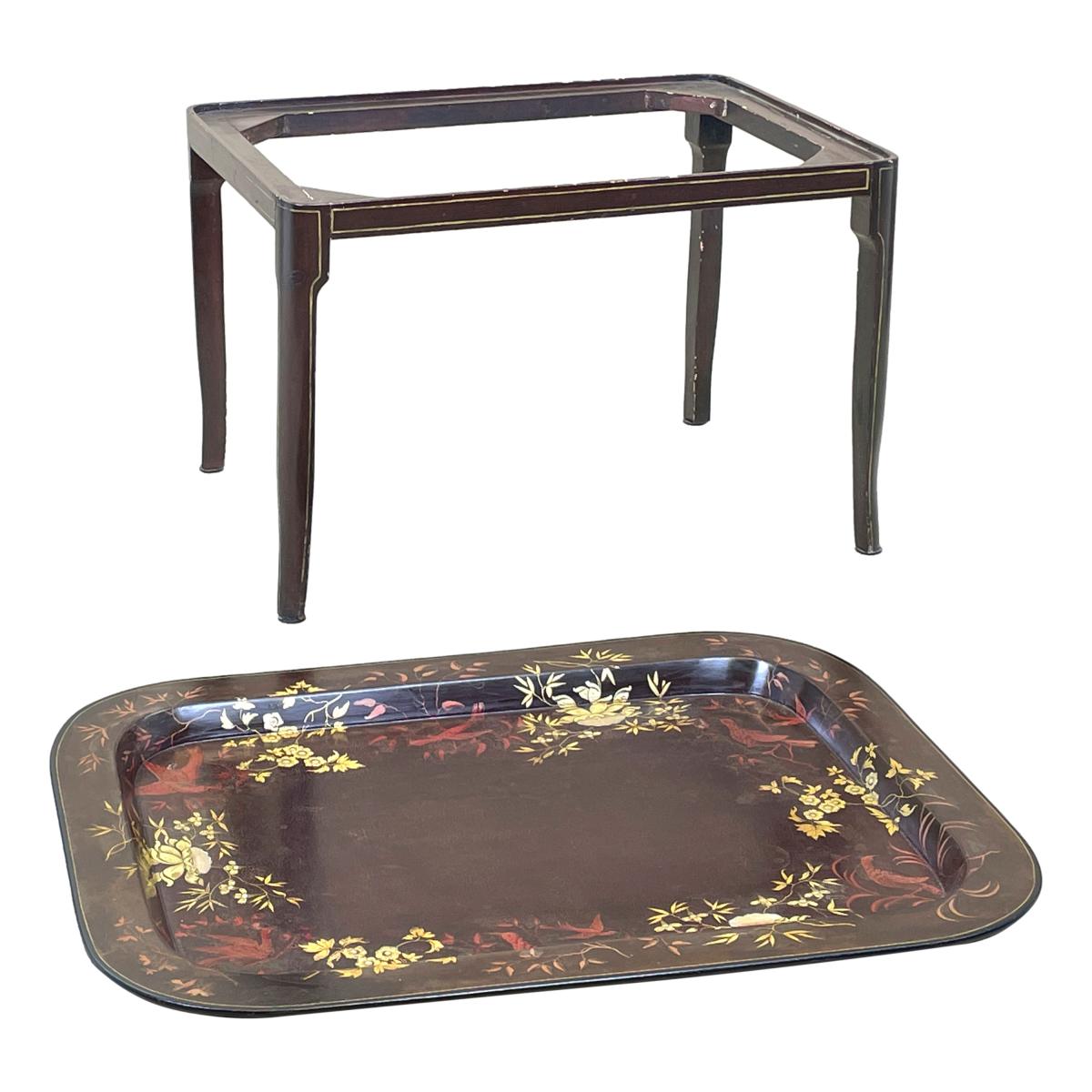 19th Century Papier Mache Tray On Stand
