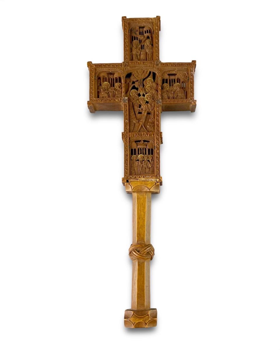 Boxwood blessing (Dodekaorton) cross, Mount Athos workshop, 18th century
