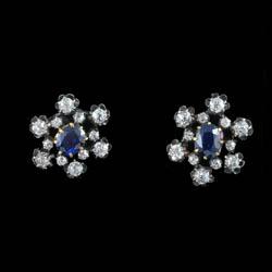 Victorian sapphire and diamond cluster earrings