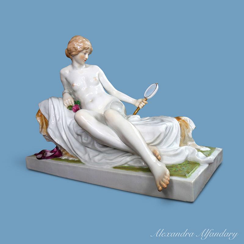 Meissen Art Nouveau Figure of a Nude "After the Bath"