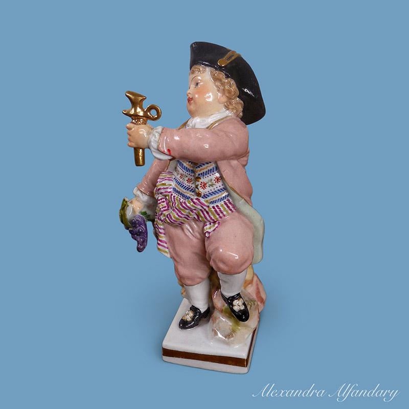 A Small, Charming And Collectable Meissen Figure of a Vintner, circa 1870-1880