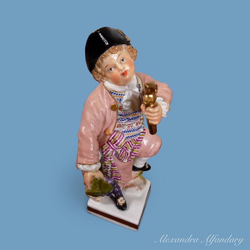 A Small, Charming And Collectable Meissen Figure of a Vintner, circa 1870-1880