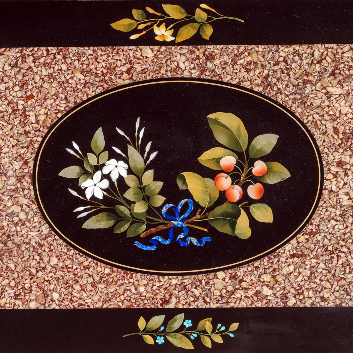 A Carved Giltwood Low Centre Table with A Pietre Dure Marble Top