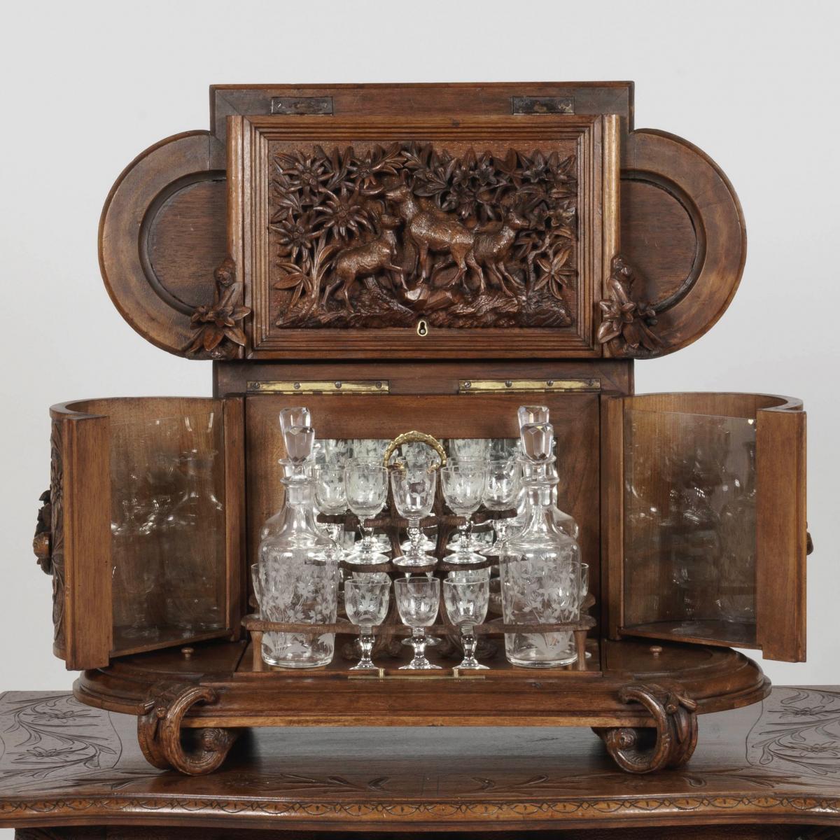 Carved Drinks Cabinet on Stand