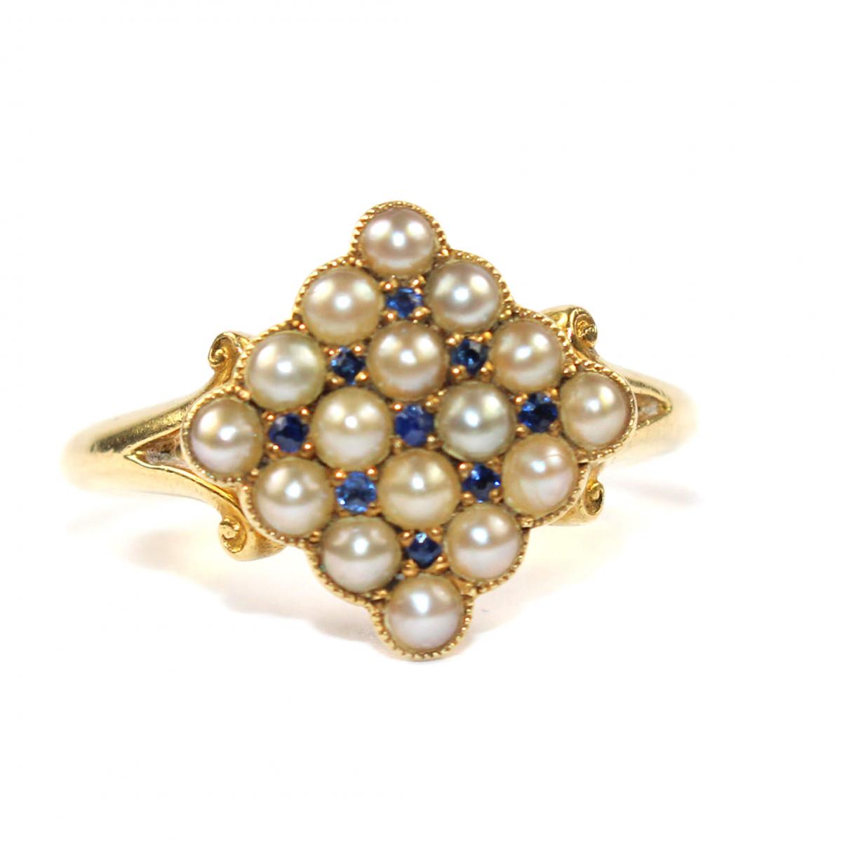 Edwardian Pearl & Sapphire Ring c.1910