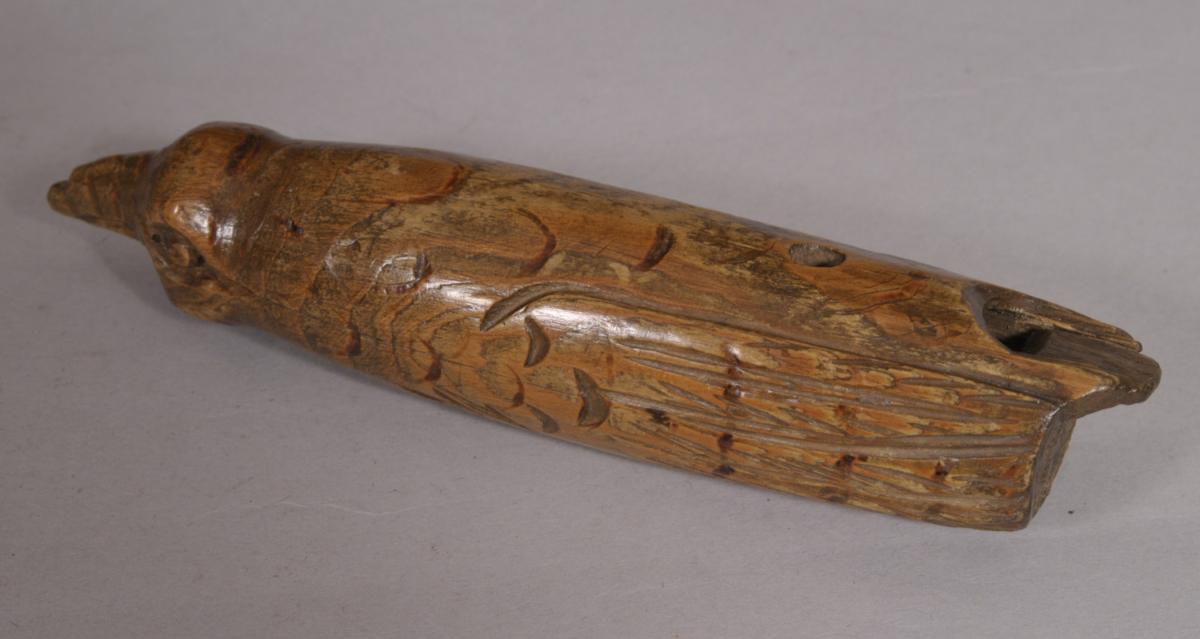 S/4535 Antique Treen Late 17th/Early 18th Century Pine Bird Whistle