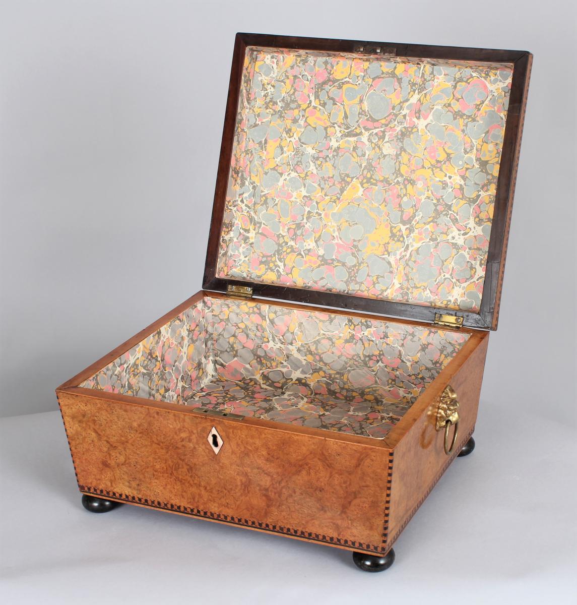 Regency period birdseye maple lidded work box
