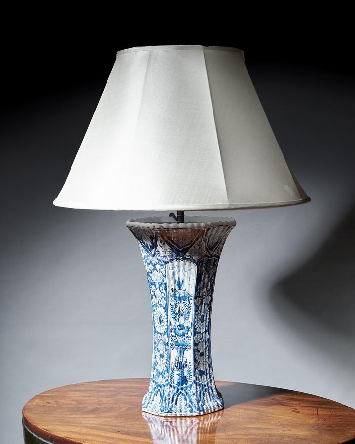 Late 18th century Delft vase converted to a lamp