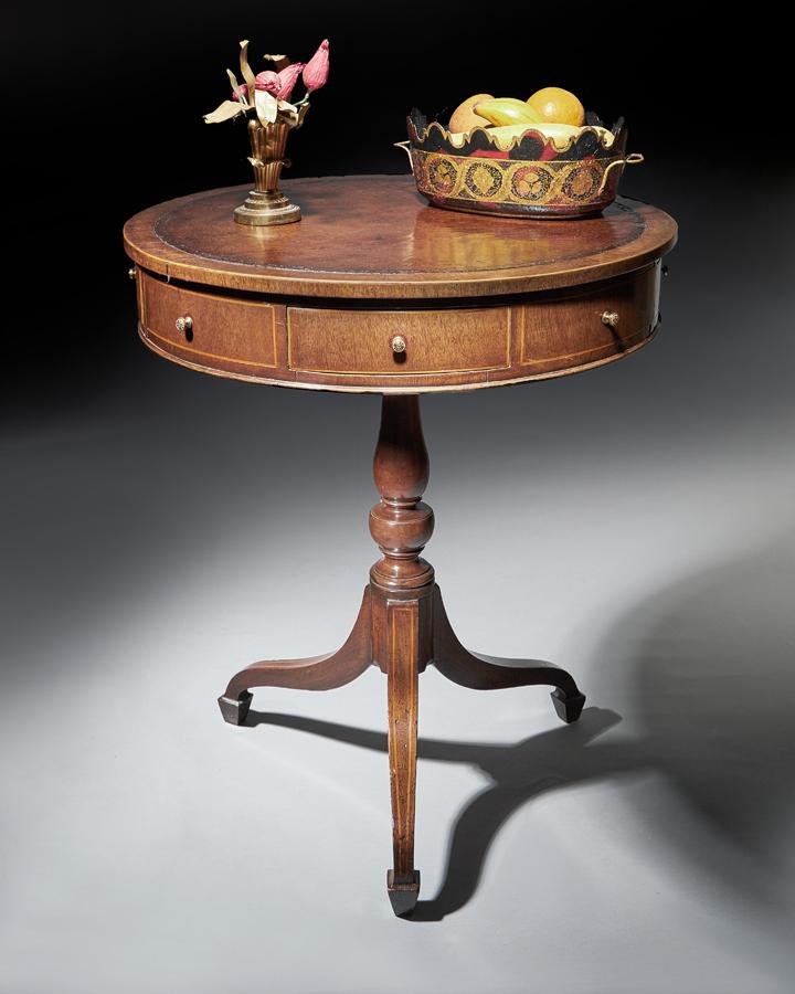 George III small Sheraton period revolving Drum table