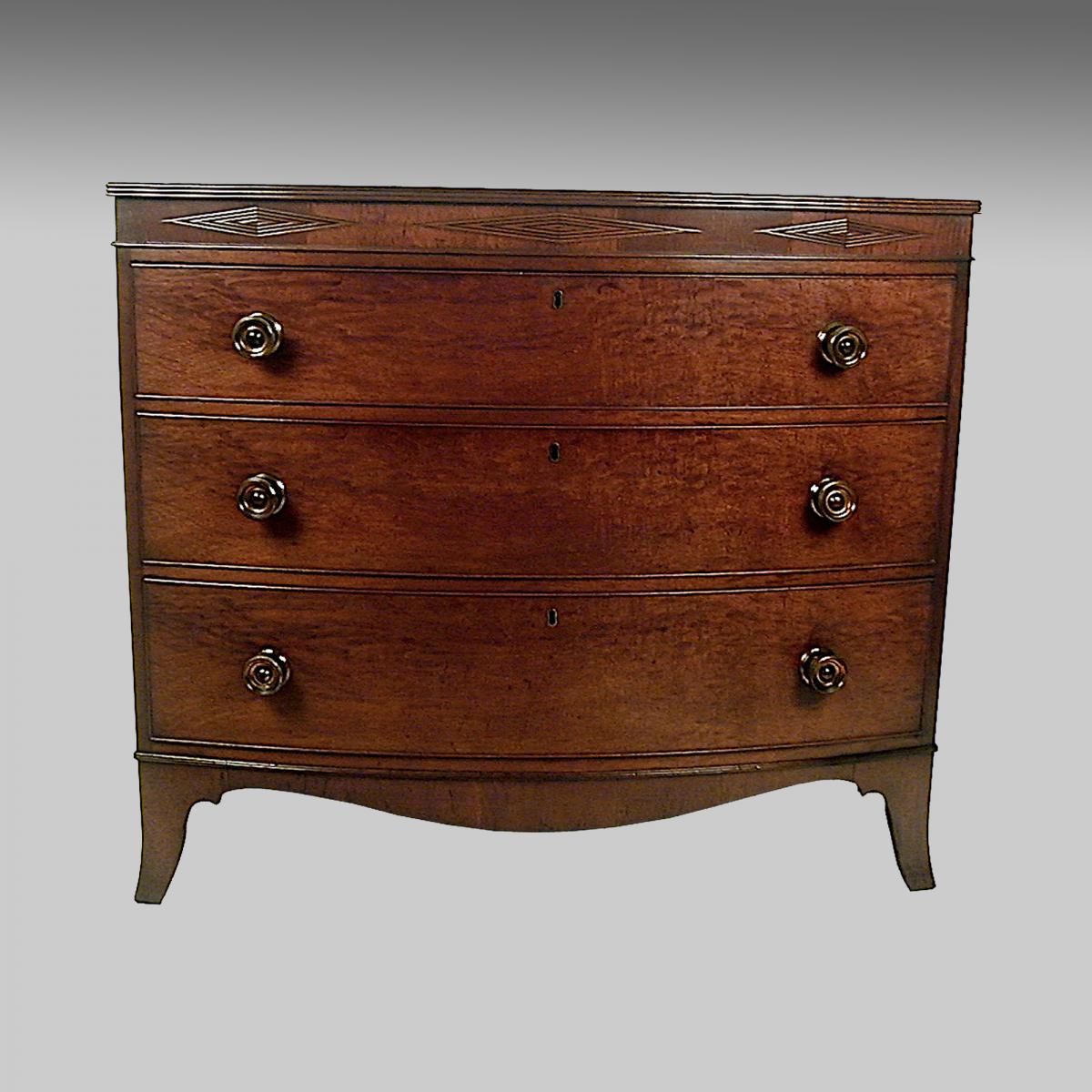 antique Regency mahogany bow front chest of drawers