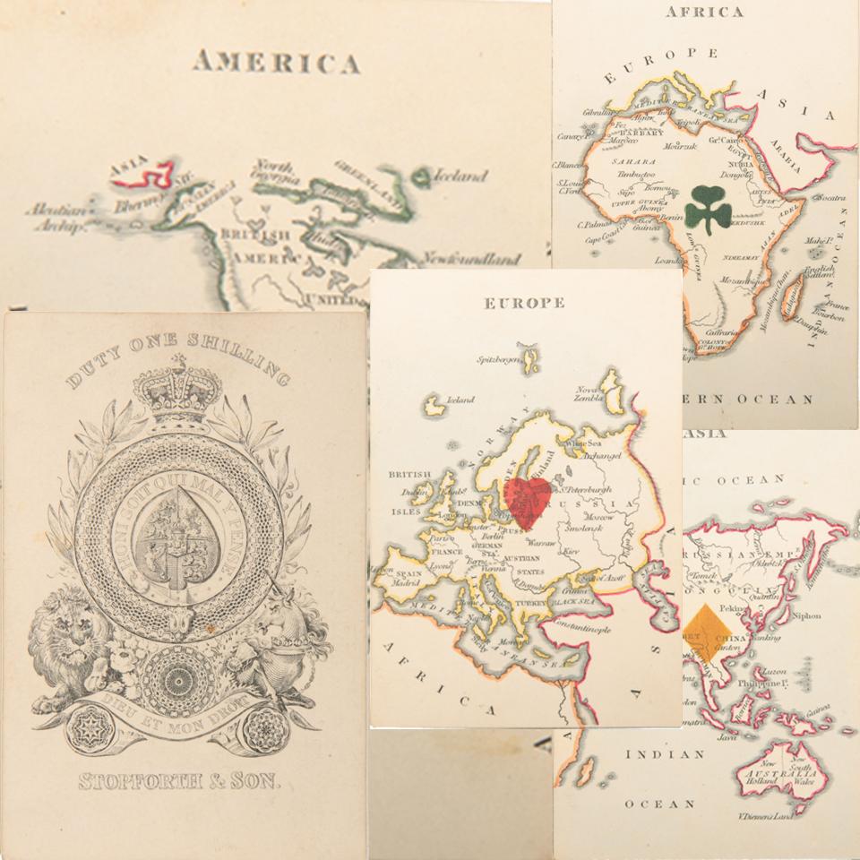 Rare Geographical playing cards known as "Hodges Geographical”