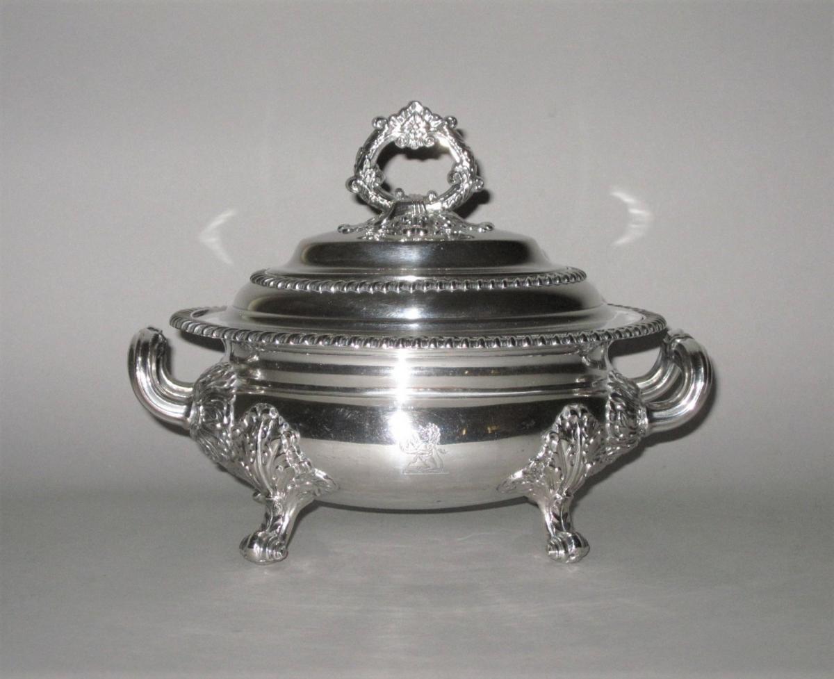 A Good Single Regency Period Old Sheffield Plate Silver Sauce Tureen and Cover, George III, circa 1815