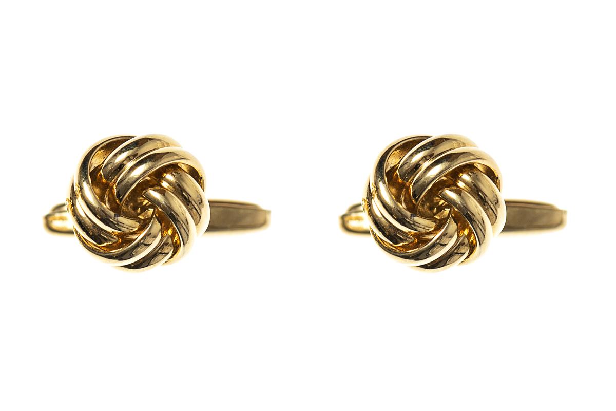 Classic Gold Knot Cufflinks with Torpedo Terminal