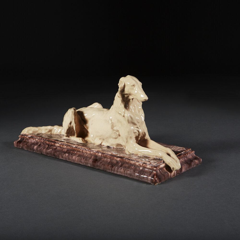 A Porcelain Borzoi Dog Sculpture