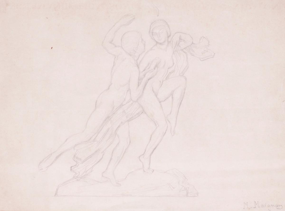 Maurice Maignan (French, 1872 – 1946), A Sculpture Study for a pair of Classical Lovers
