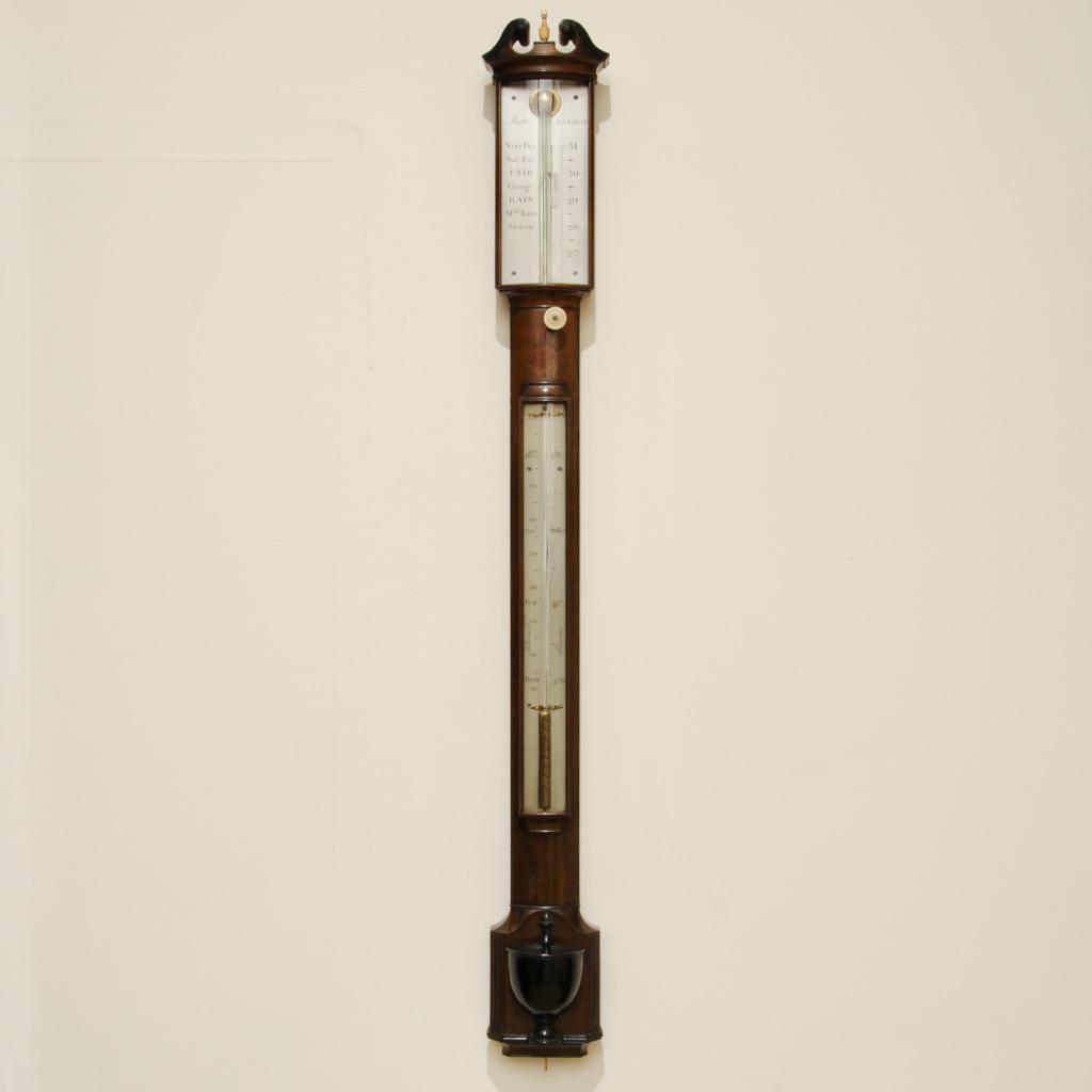 An Elegant Early 19th Century Mahogany Bow Fronted Stick Barometer By Bate