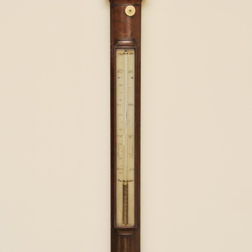 An Elegant Early 19th Century Mahogany Bow Fronted Stick Barometer By Bate