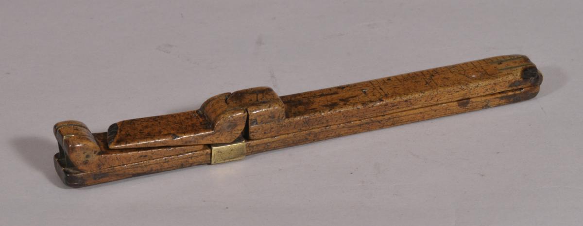 S/4574 Antique Treen 19th Century Boxwood Sliding Foot Rule | BADA