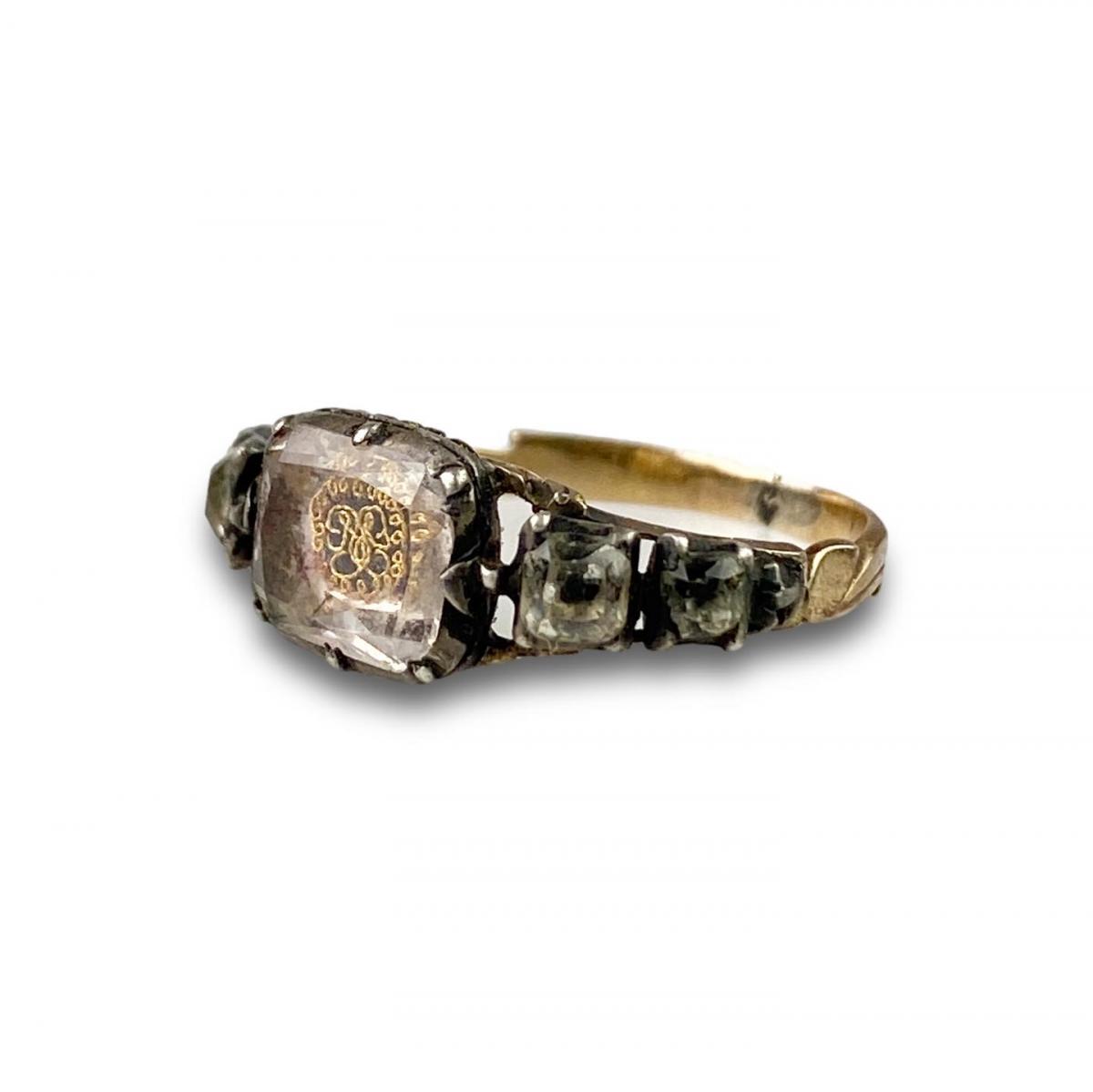 Silver, gold and paste Stuart crystal ring. English, c.1760’s