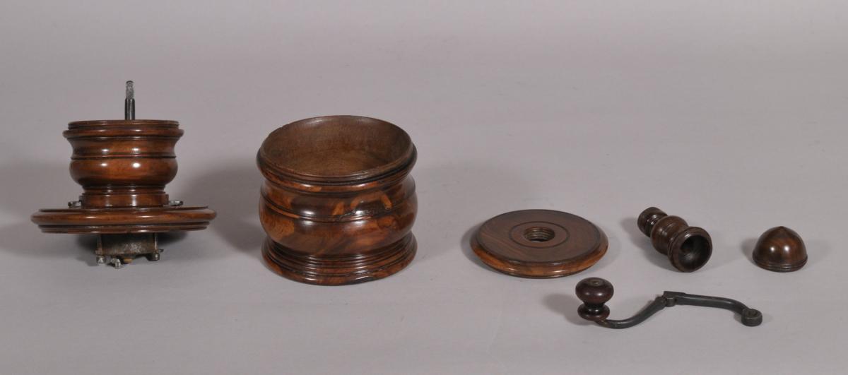 S/4571 Antique Treen 18th Century Five Section Lignum Vitae Coffee Grinder