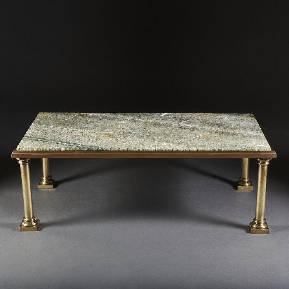 An Unusual 19th Century Coffee Table with Green Serpentine Marble Top