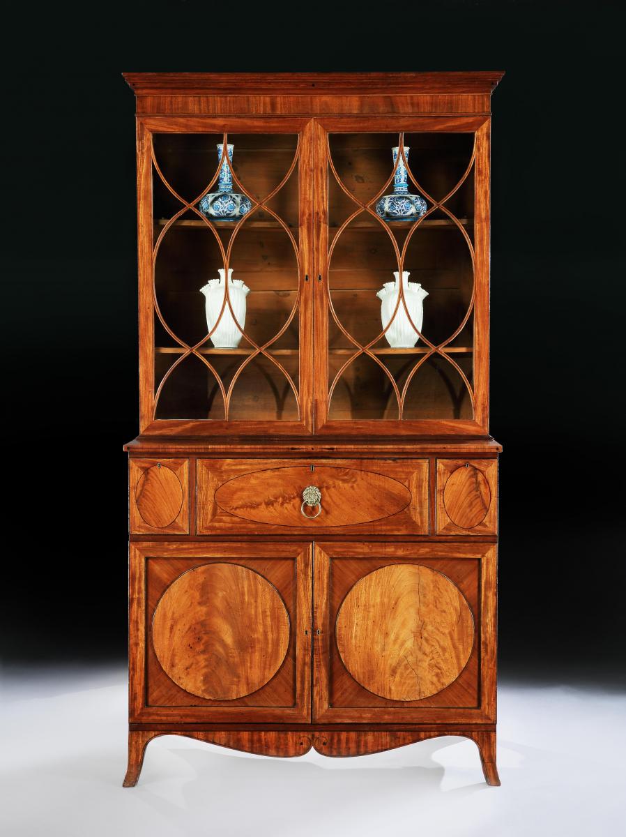 Hepplewhite period mahogany secretaire bookcase