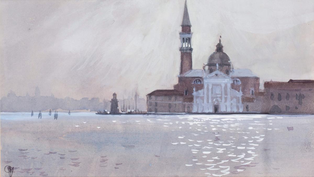 John Doyle MBE, PPRWS (British, b. 1928), Sunrise Through Mist, San Giorgio, Venice, circa 1986