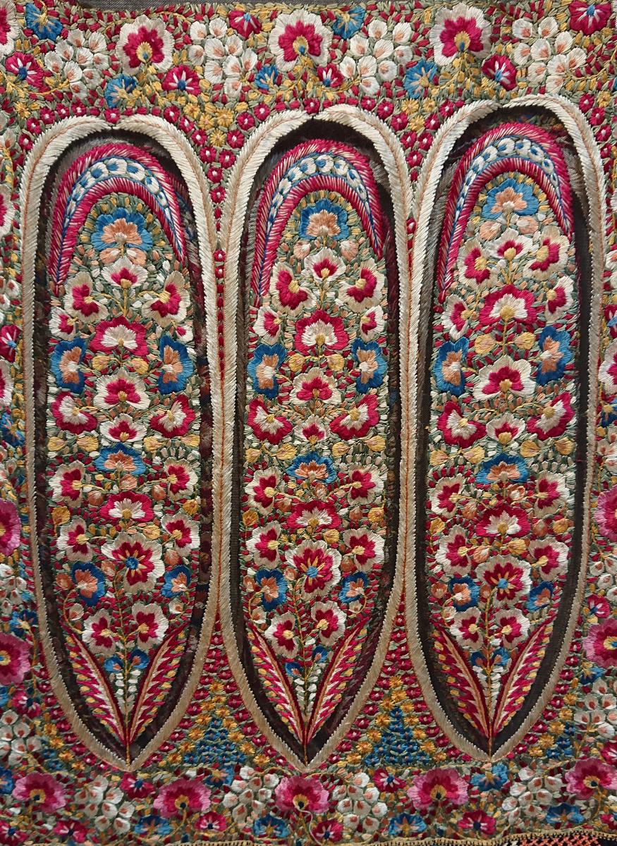 Indian silk embroidered shawl detail